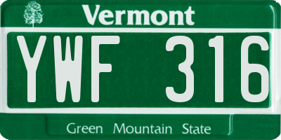 VT license plate YWF316
