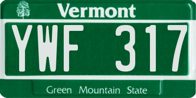 VT license plate YWF317