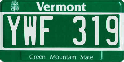 VT license plate YWF319