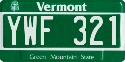 VT license plate YWF321