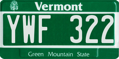VT license plate YWF322