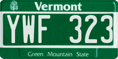 VT license plate YWF323