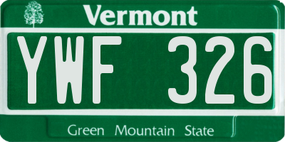 VT license plate YWF326