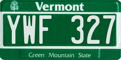 VT license plate YWF327