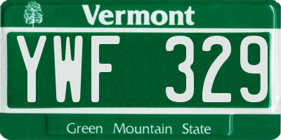 VT license plate YWF329