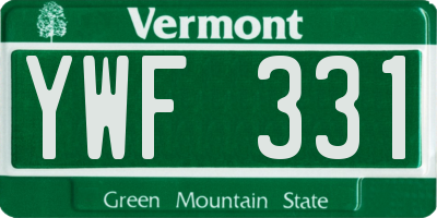VT license plate YWF331
