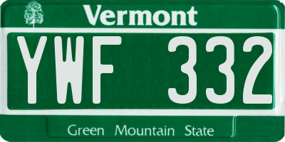 VT license plate YWF332