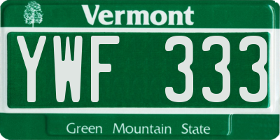 VT license plate YWF333