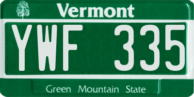 VT license plate YWF335