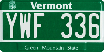 VT license plate YWF336