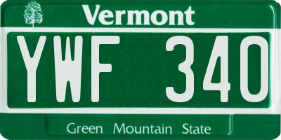 VT license plate YWF340