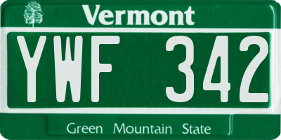 VT license plate YWF342