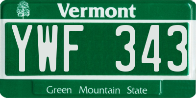 VT license plate YWF343