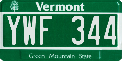 VT license plate YWF344
