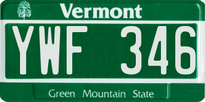 VT license plate YWF346