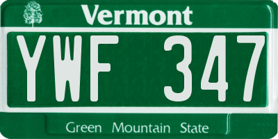 VT license plate YWF347