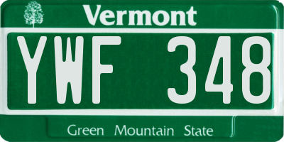 VT license plate YWF348