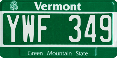 VT license plate YWF349