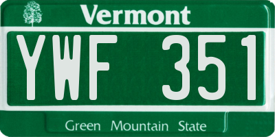 VT license plate YWF351
