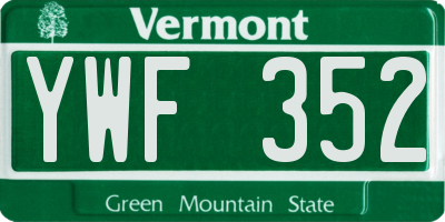 VT license plate YWF352