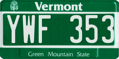 VT license plate YWF353