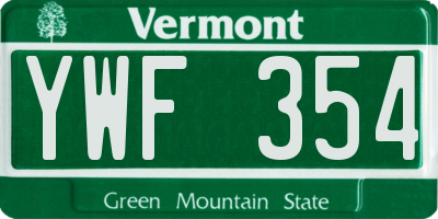 VT license plate YWF354