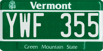 VT license plate YWF355