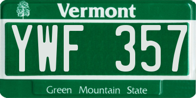 VT license plate YWF357