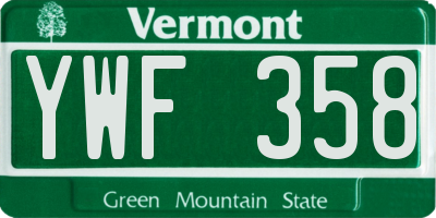 VT license plate YWF358