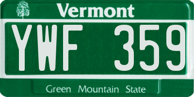 VT license plate YWF359