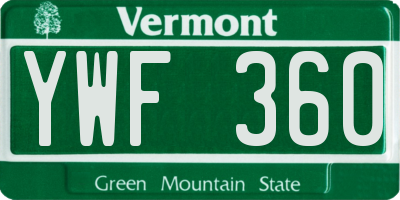 VT license plate YWF360