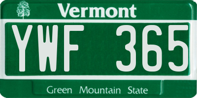 VT license plate YWF365
