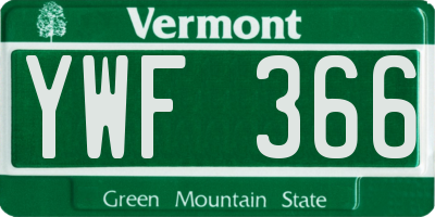 VT license plate YWF366