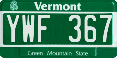 VT license plate YWF367