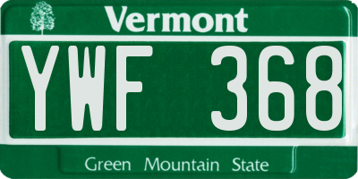 VT license plate YWF368