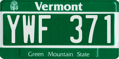 VT license plate YWF371