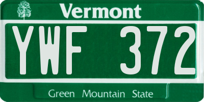 VT license plate YWF372