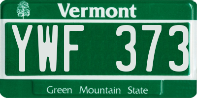 VT license plate YWF373