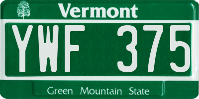 VT license plate YWF375