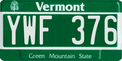 VT license plate YWF376
