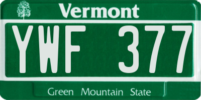 VT license plate YWF377