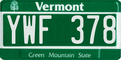 VT license plate YWF378
