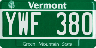 VT license plate YWF380