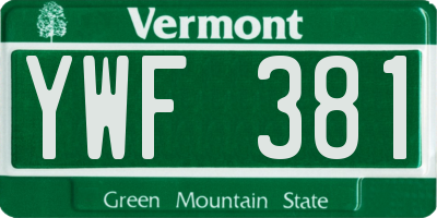 VT license plate YWF381