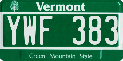 VT license plate YWF383