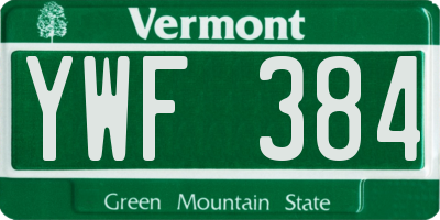 VT license plate YWF384