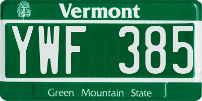 VT license plate YWF385
