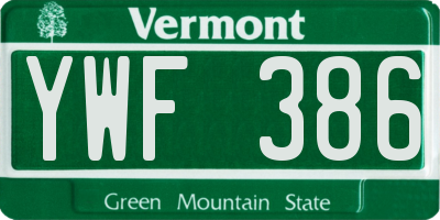 VT license plate YWF386