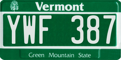 VT license plate YWF387