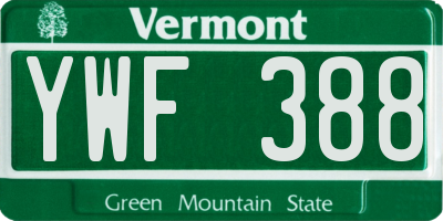VT license plate YWF388